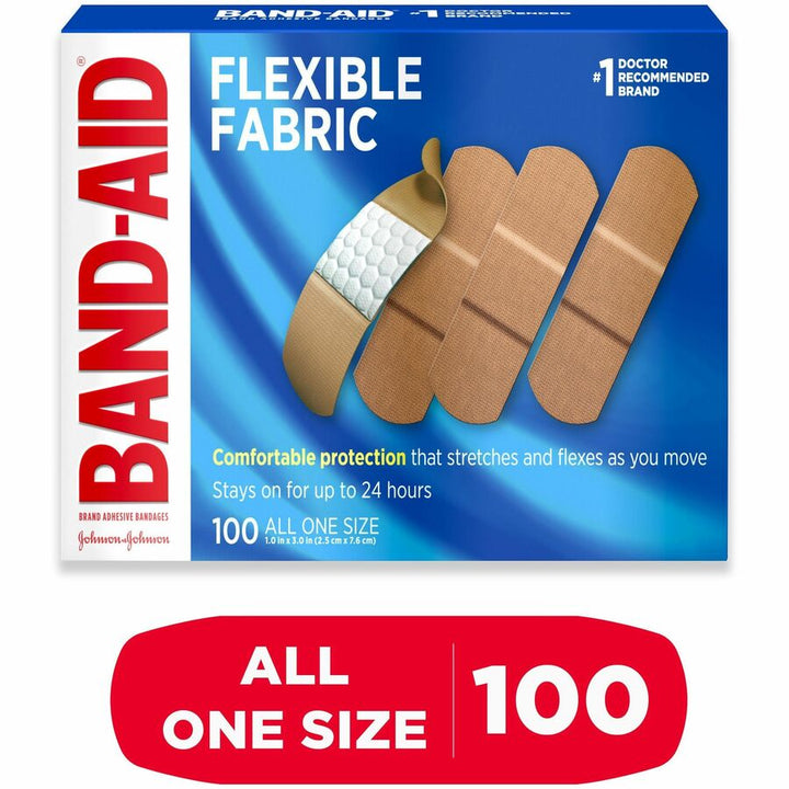 Image of Johnson & Johnson® Bandages,Flex Fabric,Self-Adhesive,1 Size,1",100/BX,12BX/CT