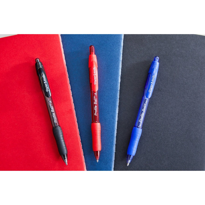 Image of Paper Mate® Profile Ballpoint Pen, Retractable, Medium 1 Mm, Red Ink, Translucent Red Barrel, Dozen