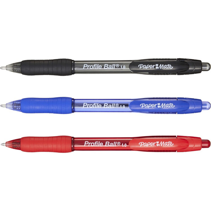 Image of Paper Mate® Profile Ballpoint Pen, Retractable, Medium 1 Mm, Red Ink, Translucent Red Barrel, Dozen