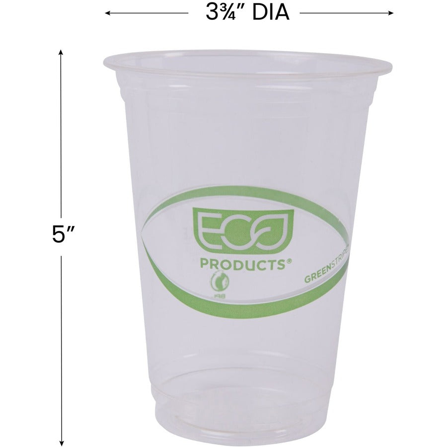 Image of Eco-Products® Cold Cup, Eco Friendly,16oz, 1000/CT, Clear/GreenStripe