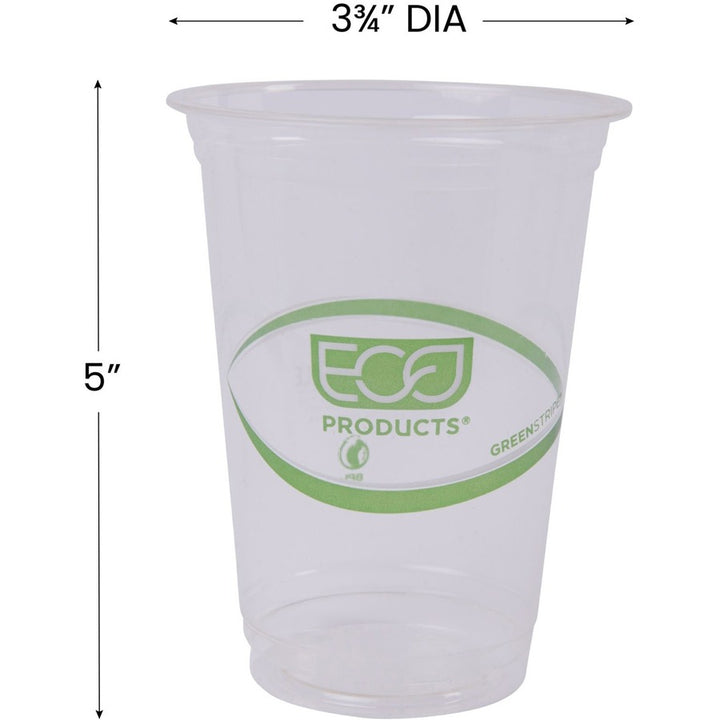 Image of Eco-Products® Cold Cup, Eco Friendly,16oz, 1000/CT, Clear/GreenStripe