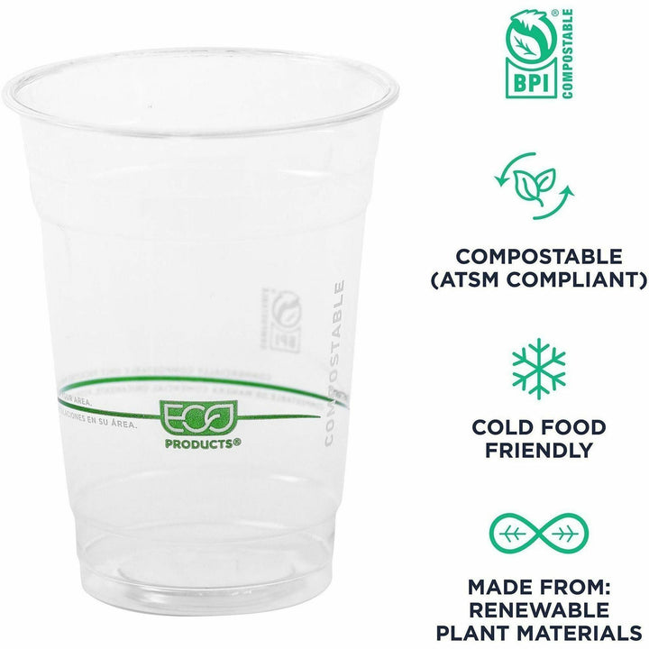 Image of Eco-Products® Cold Cup, Eco Friendly,16oz, 1000/CT, Clear/GreenStripe