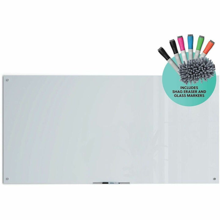 Image of U Brands Dry-Erase Board,Glass,Magnetic,Frameless,72"x36",White