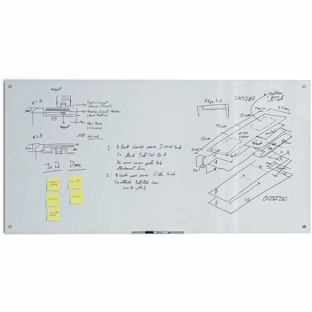 Image of U Brands Dry-Erase Board,Glass,Magnetic,Frameless,72"x36",White