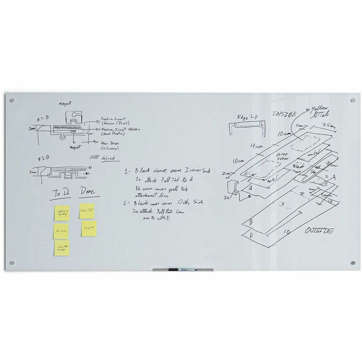 Image of U Brands Dry-Erase Board,Glass,Magnetic,Frameless,72"x36",White