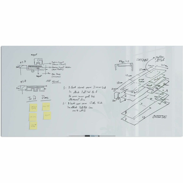 Image of U Brands Whiteboard,Floating,Glass,Frameless,72"x36",WE