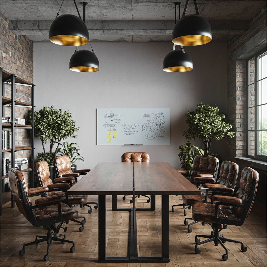 Image of U Brands Whiteboard,Floating,Glass,Frameless,72"x36",WE