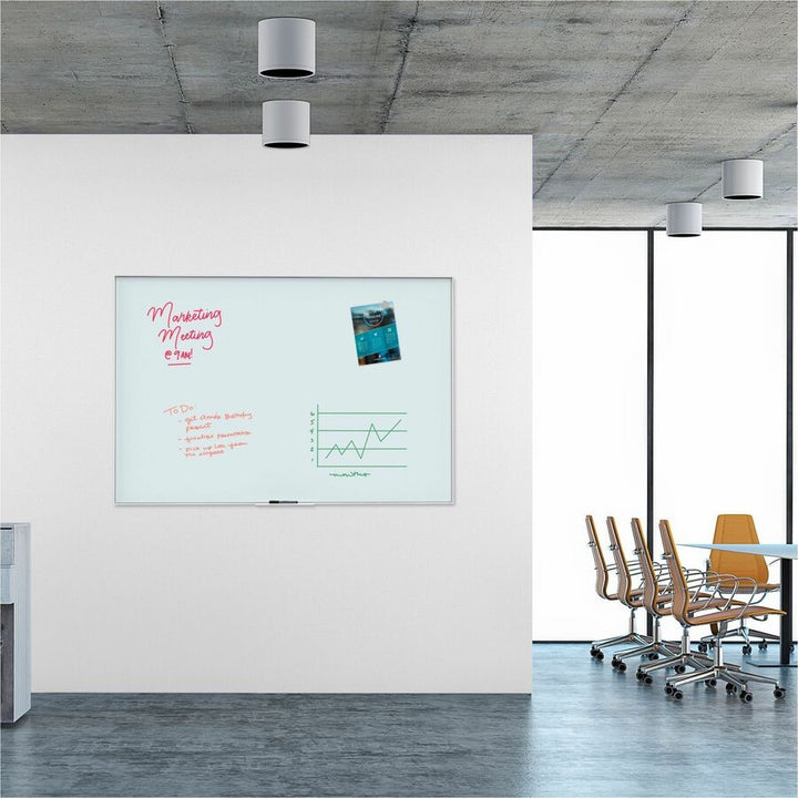 Image of U Brands Dry-Erase Board,Glass,Aluminum Frame,72"x48",White