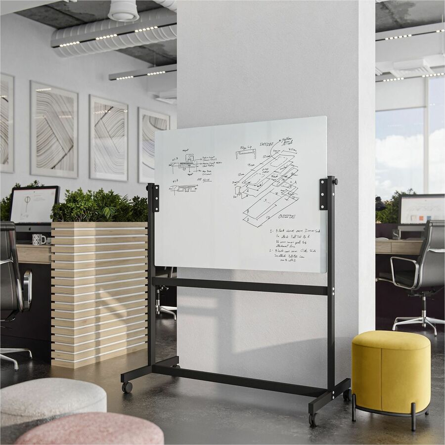 Image of U Brands Easel,Dry-Erase,Glass,Magnetic,36"x48",White
