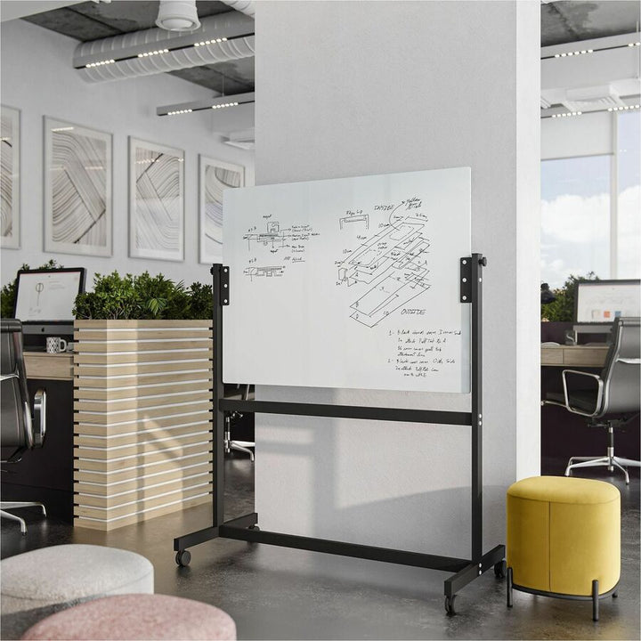 Image of U Brands Easel,Dry-Erase,Glass,Magnetic,36"x48",White