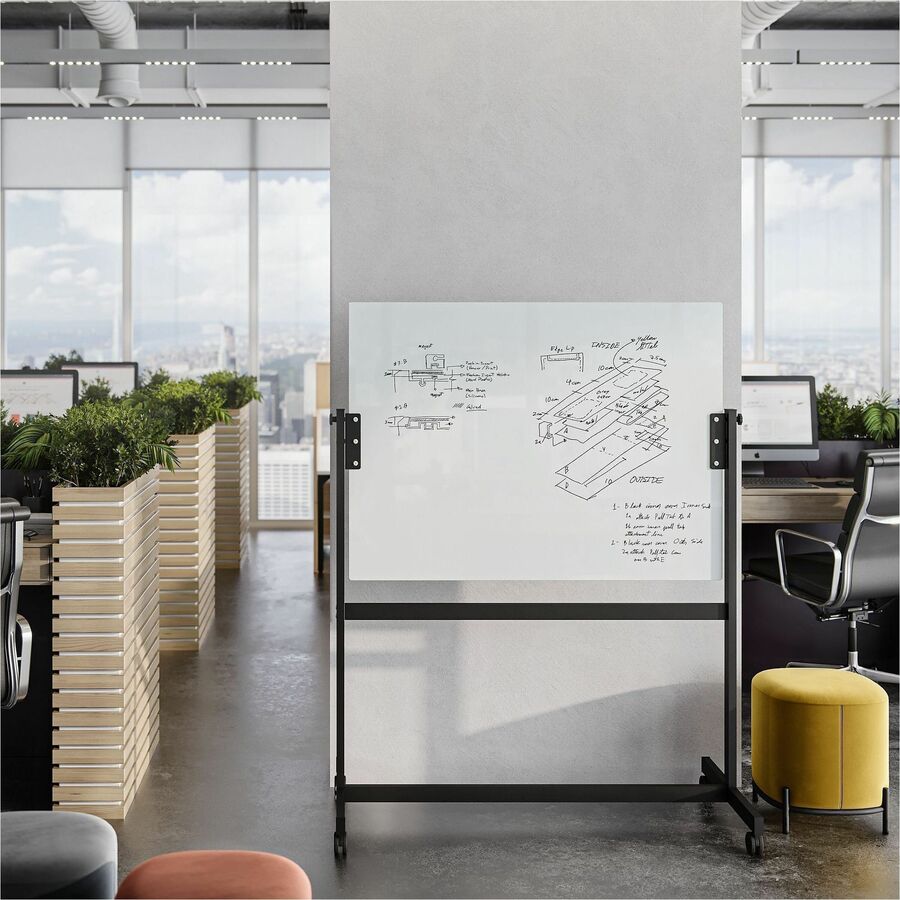 Image of U Brands Easel,Dry-Erase,Glass,Magnetic,36"x48",White