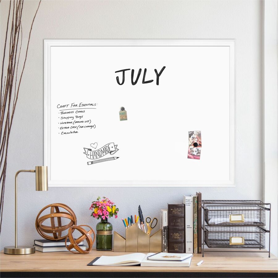 Image of U Brands Whiteboard,Magnetic,Painted Steel,Wood Frame,40"x30",WE