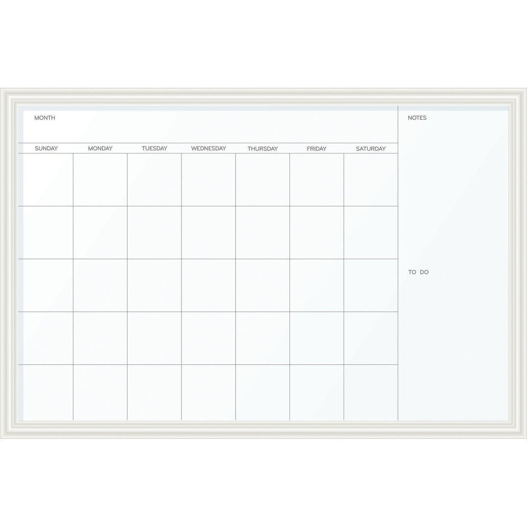 Image of U Brands Magnetic Dry Erase Calendar with Decor Frame, Monthly Planning/Scheduling, 30" x 20", White Surface, White Wood Frame