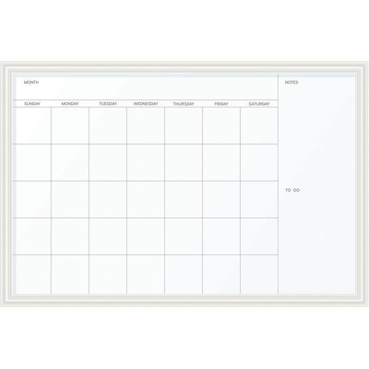 Image of U Brands Magnetic Dry Erase Calendar with Decor Frame, Monthly Planning/Scheduling, 30" x 20", White Surface, White Wood Frame