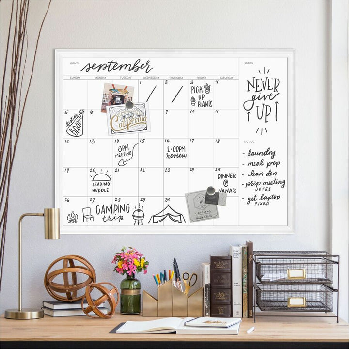 Image of U Brands Whiteboard,Monthly Calendar,Magnetic,30"x40",Wood Frame,WE