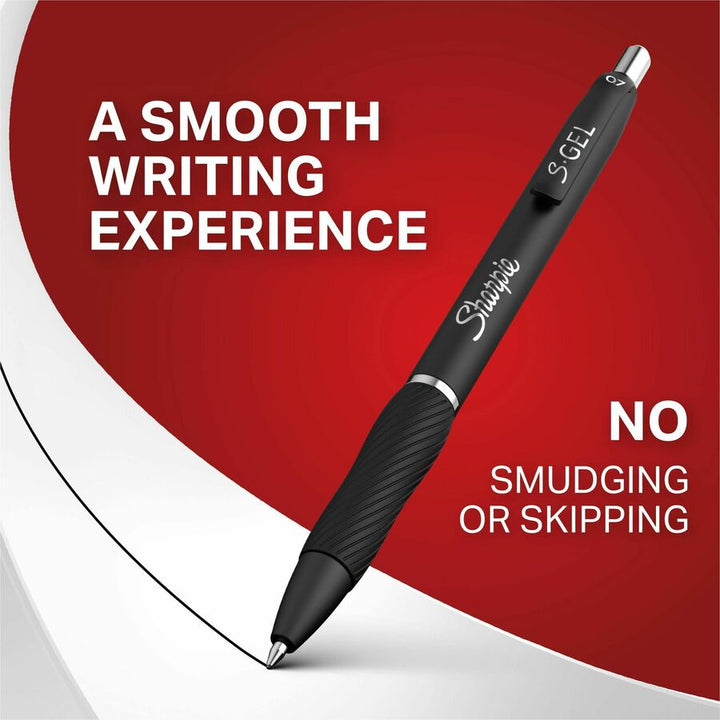 Image of Sharpie 2096180 S-Gel Gel Pen, 0.7 mm Medium Pen Point, Refillable, Retractable, Black Ink, Gel-based, Black Barrel, 36 / Box