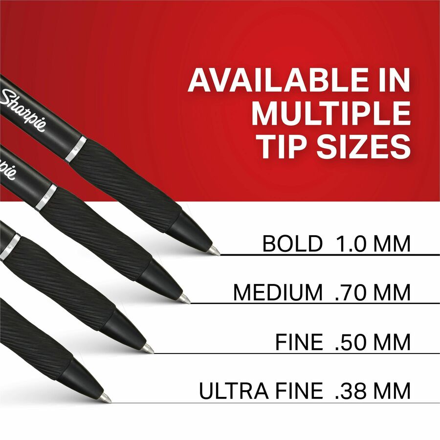 Image of Sharpie 2096180 S-Gel Gel Pen, 0.7 mm Medium Pen Point, Refillable, Retractable, Black Ink, Gel-based, Black Barrel, 36 / Box