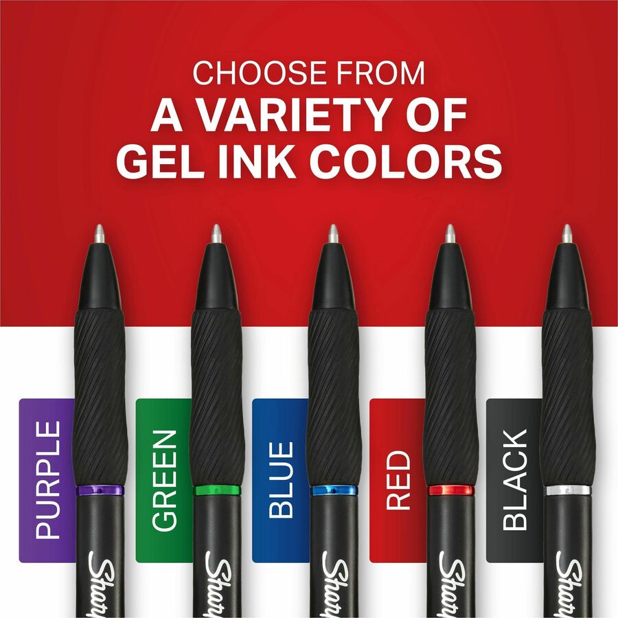 Image of Sharpie 2096180 S-Gel Gel Pen, 0.7 mm Medium Pen Point, Refillable, Retractable, Black Ink, Gel-based, Black Barrel, 36 / Box
