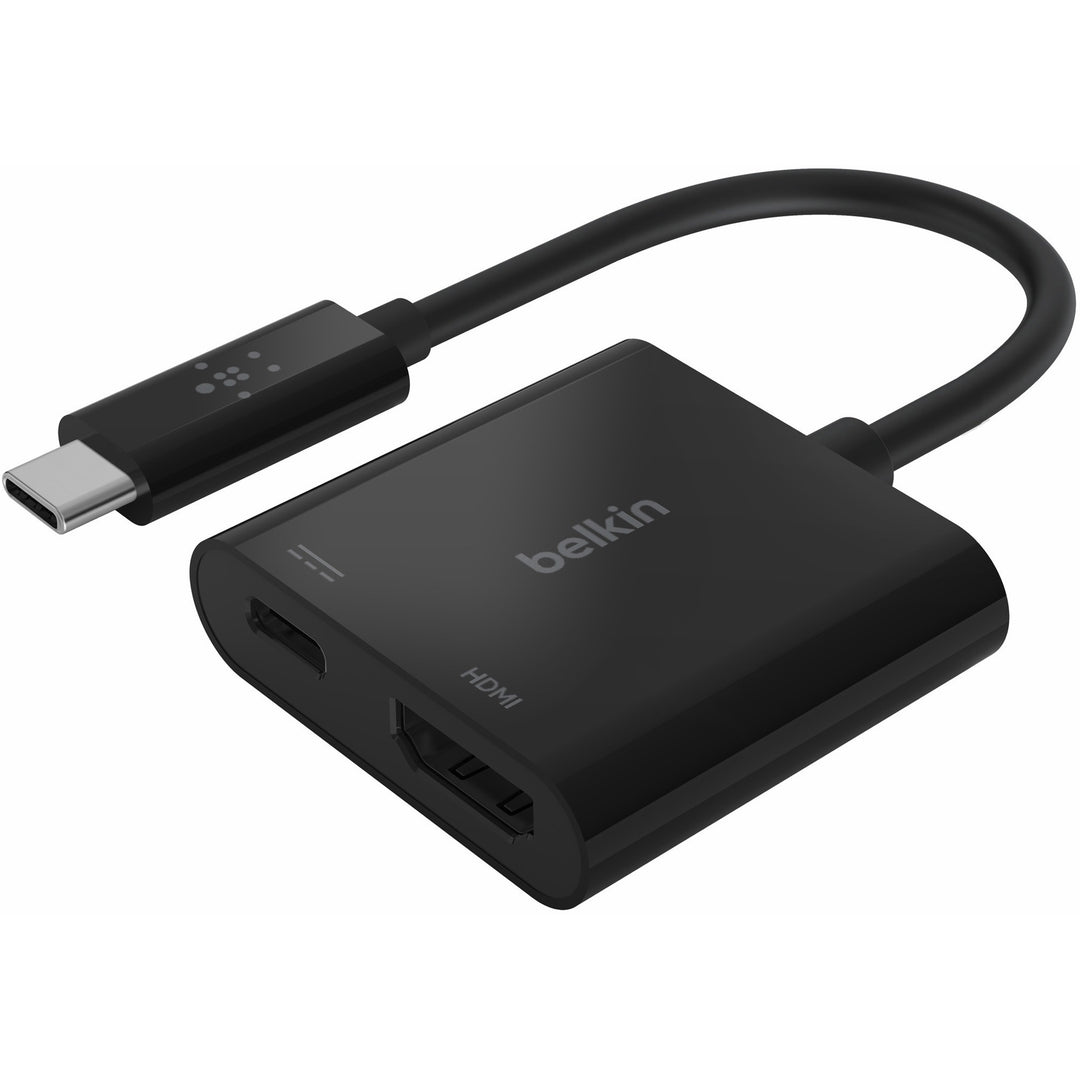 Image of Belkin® USB-C to HDMI + Charge Adapter, HDMI/USB-C(F)/USB-C(M), 2.53", Black