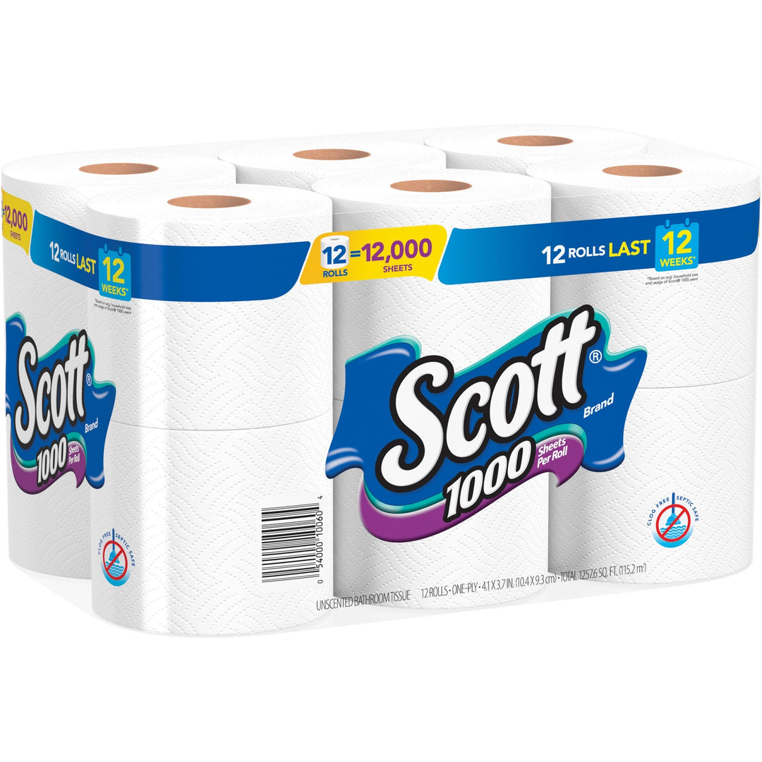 Image of Kimberly-Clark Professional Bathroom Tissue, 1-Ply, 4-1/10"x3-7/10", 12RL/PK, White