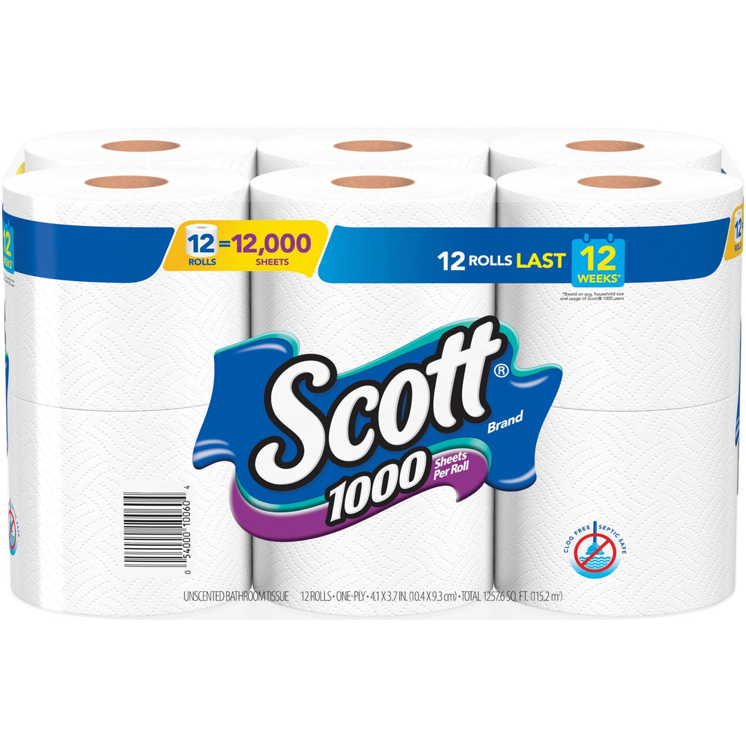 Image of Kimberly-Clark Professional Bathroom Tissue, 1-Ply, 4-1/10"x3-7/10", 12RL/PK, White