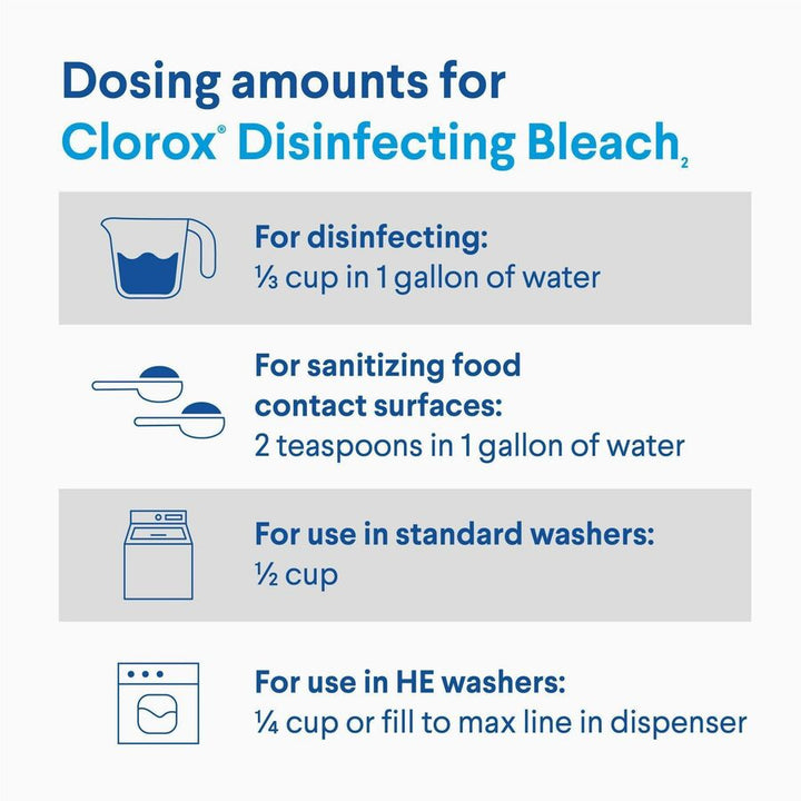 Image of Clorox® Bleach, Liquid, Disinfectant, Conc, 42 fl oz, 6/CT, Clear