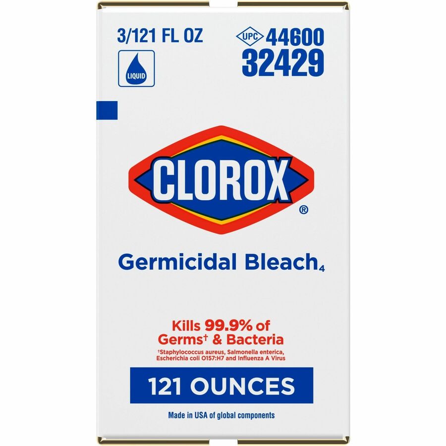 Image of Clorox® Bleach, Liquid, Germicidal, Conc, 121 fl oz, 3/CT, Clear