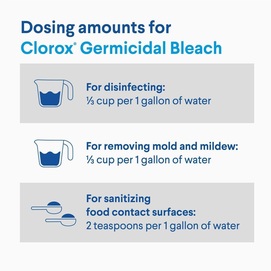 Image of Clorox® Bleach, Liquid, Germicidal, Conc, 121 fl oz, 3/CT, Clear