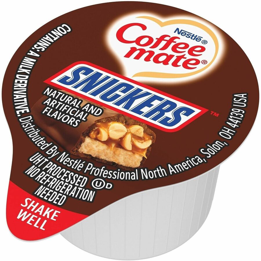 Image of Coffee mate 61425 Snickers Nondairy Liquid Creamer Singles, Snickers Flavor, 0.38 fl oz (11 mL), 50 Serving, 50 / Box