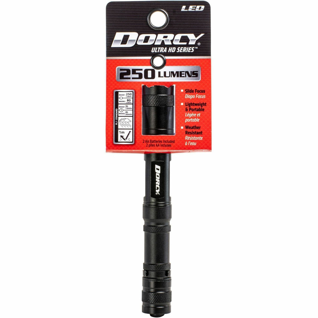 Image of DORCY® Flashlight, 250 Lumen, 1"Wx1"Lx8-1/4"H, Aluminum