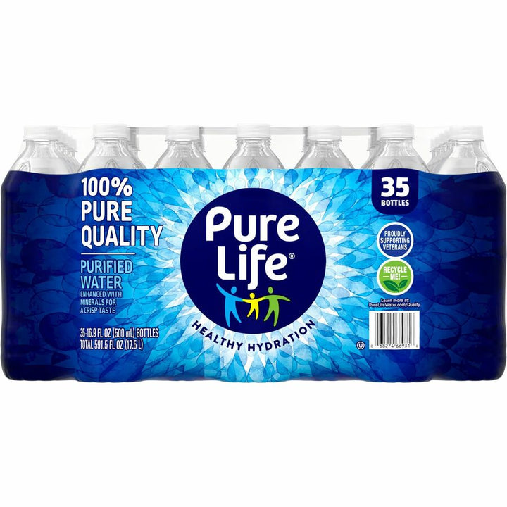 Image of Nestle Waters® Water, Pure Life, 16.9oz Bottles, 35/CT, Clear