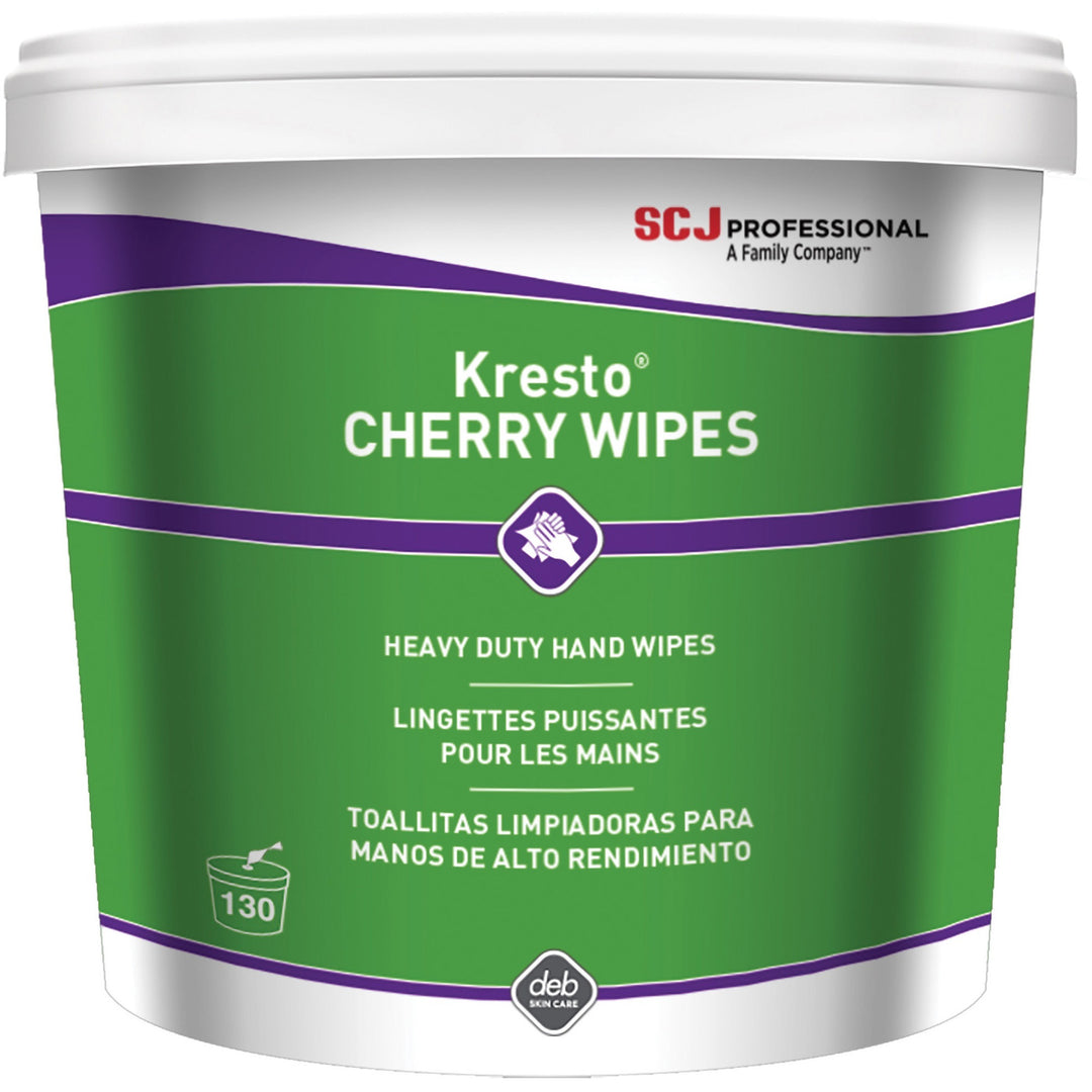 Image of S.C. Johnson Hand Wipes, 130 Wipes/Bucket, Cherry, 10"x12", White/Red