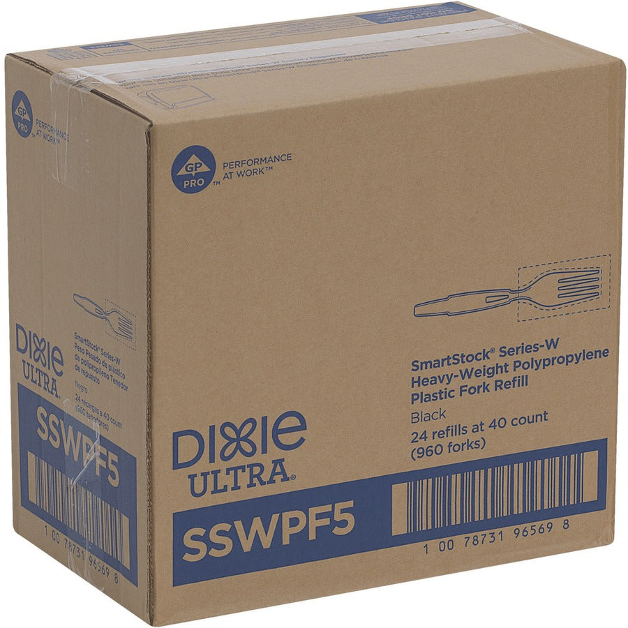 Image of Dixie® Forks, Wrapped, SmartStock, 960/CT, Black