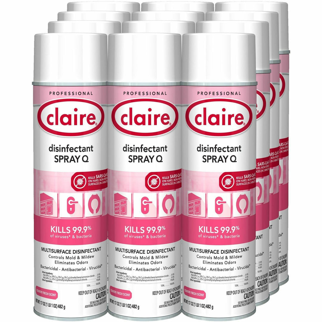 Image of Claire® Disinfectant Spray, Country Fresh, 17 oz, 12/CT, Multi