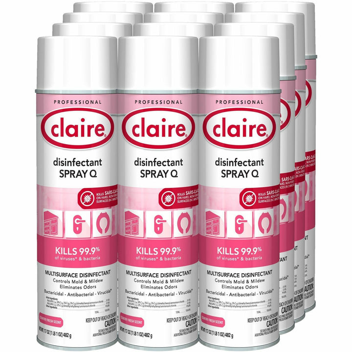 Image of Claire® Disinfectant Spray, Country Fresh, 17 oz, 12/CT, Multi