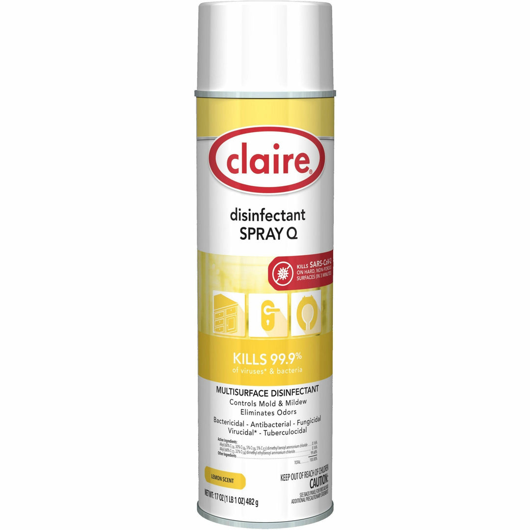 Image of Claire® Disinfectant Spray, Lemon, 17 oz, 12/CT, Multi