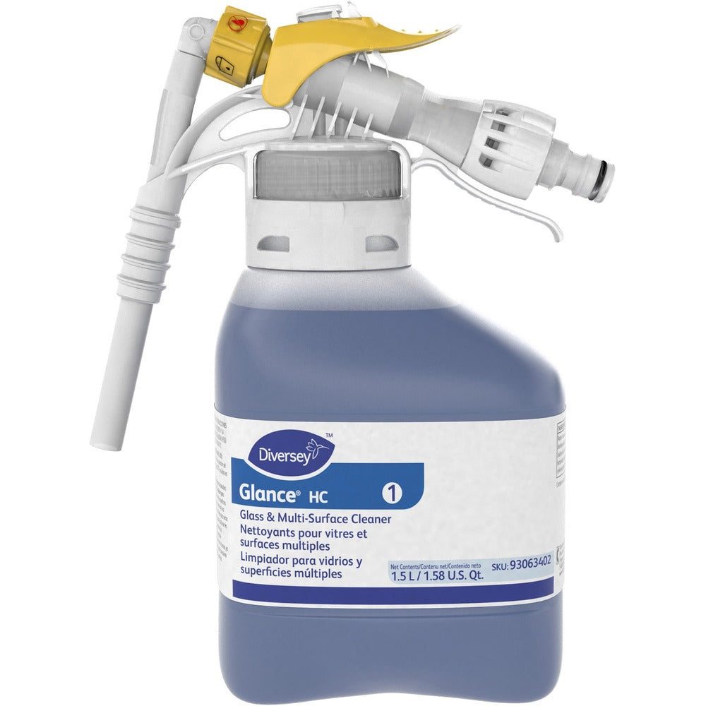 Image of Diversey Glass Cleaner, Ammoniated, Glance, 1.5 Liter, 2/CT, Blue