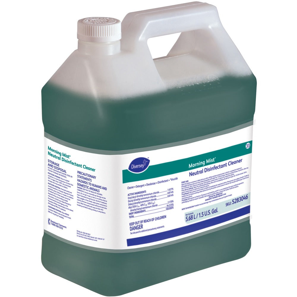 Image of Diversey Disinfectant Cleaner, Morning Mist, 1.5 Gallon, 2/CT, Blue