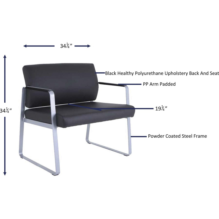 Image of Lorell Guest Chair,Antimicrobial,500lb,34-1/4"x19-1/4"x34-1/4",BKSR
