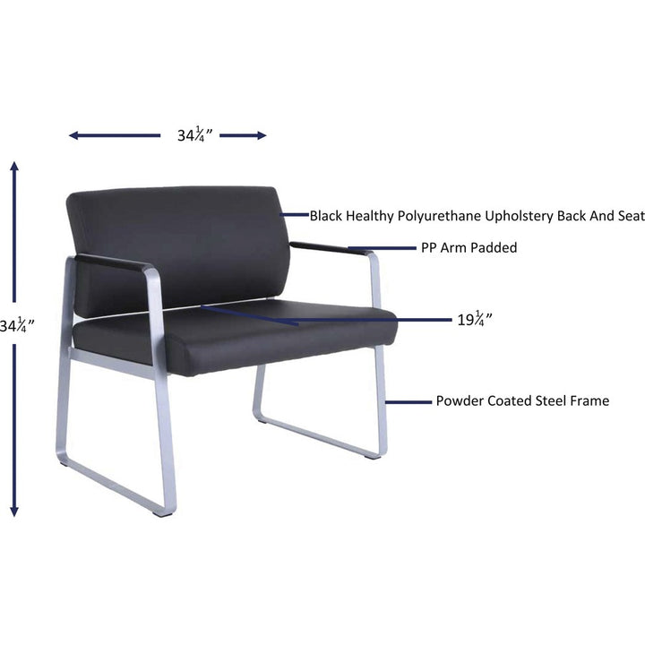 Image of Lorell Guest Chair,Antimicrobial,500lb,34-1/4"x19-1/4"x34-1/4",BKSR