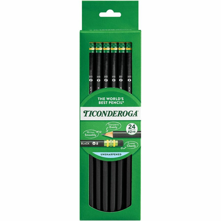Image of Dixon® Pencils, No. 2, BK Woodcase, 24/BX, BK Lead/Eraser
