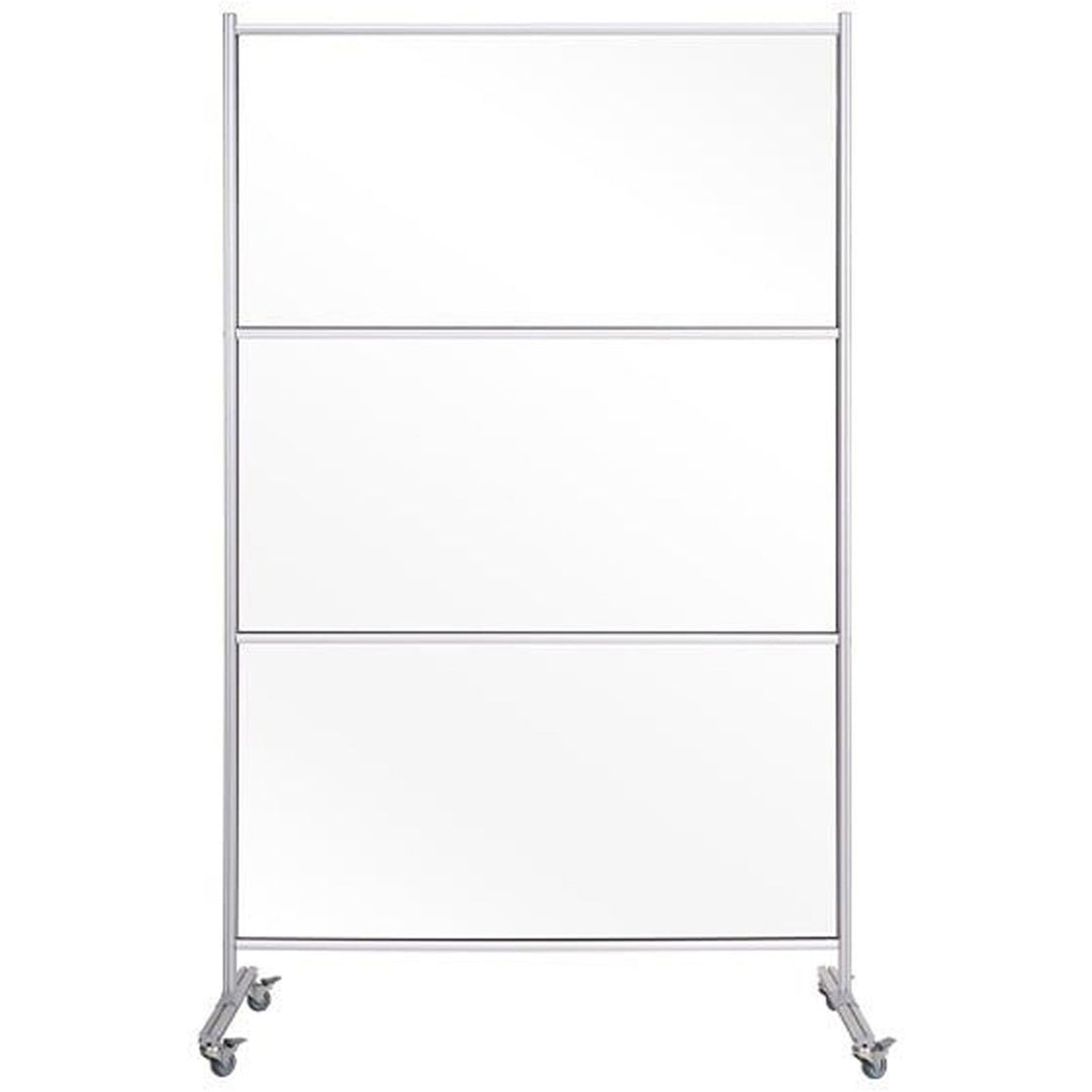 Image of MasterVision DSP273046 Mobile Glass Panel Divider, 50" W x 22" D x 80.30" Height, Glass, Aluminum, Transparent, 1 Each
