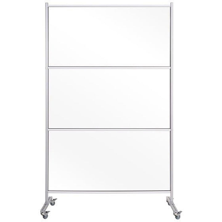 Image of MasterVision DSP273046 Mobile Glass Panel Divider, 50" W x 22" D x 80.30" Height, Glass, Aluminum, Transparent, 1 Each