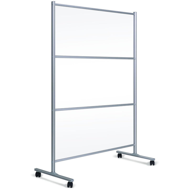 Image of MasterVision DSP273046 Mobile Glass Panel Divider, 50" W x 22" D x 80.30" Height, Glass, Aluminum, Transparent, 1 Each