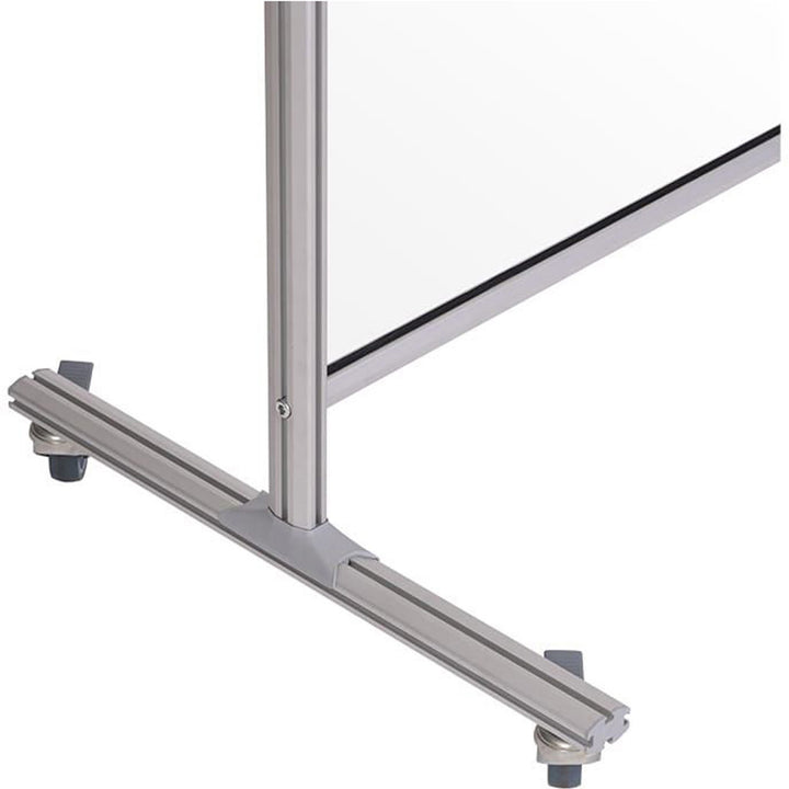 Image of MasterVision DSP273046 Mobile Glass Panel Divider, 50" W x 22" D x 80.30" Height, Glass, Aluminum, Transparent, 1 Each