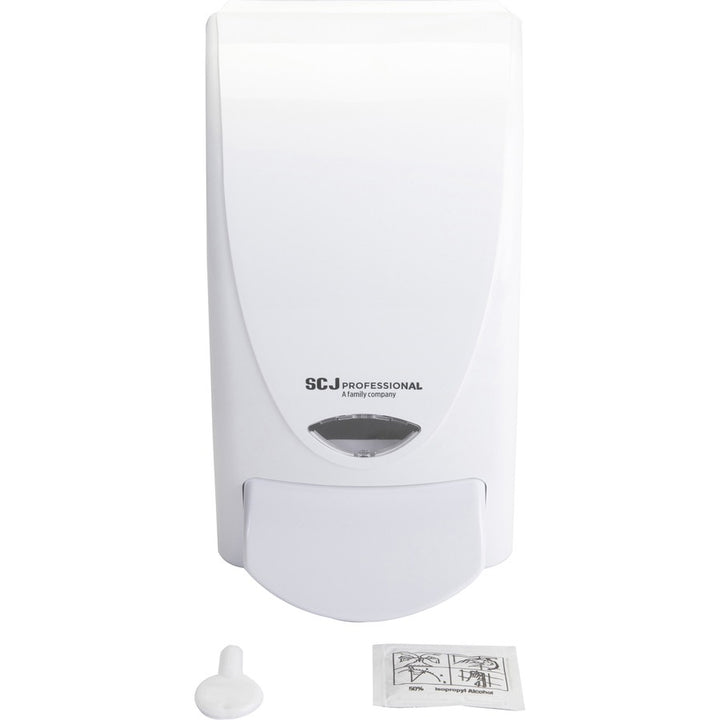 Image of S.C. Johnson Dispenser, Manual, 1 Liter, 5-1/10"x4-3/5"x9-1/5", White