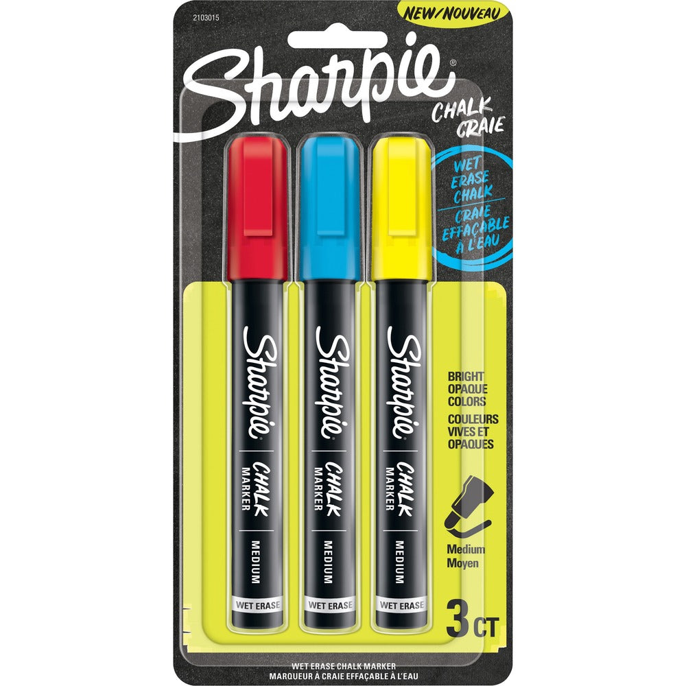 Image of Newell Brands Marker, Wet Erase, Chalk, 3/PK, Red/Blue/Yellow