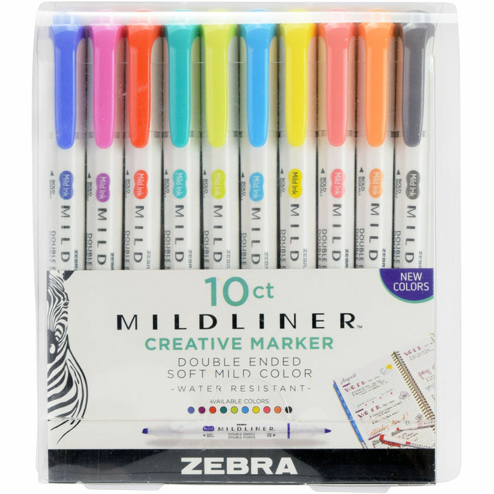 Image of Zebra® Highlighter, Double-Ended, Bold/Fine, 10/PK, Assorted
