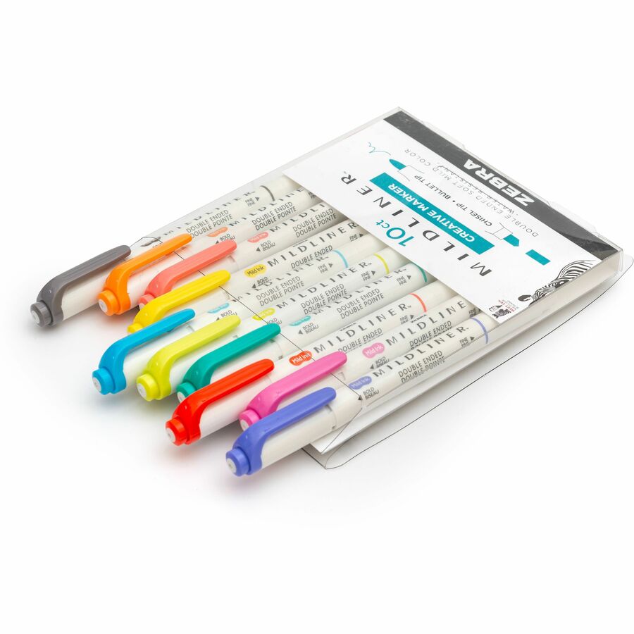 Image of Zebra® Highlighter, Double-Ended, Bold/Fine, 10/PK, Assorted