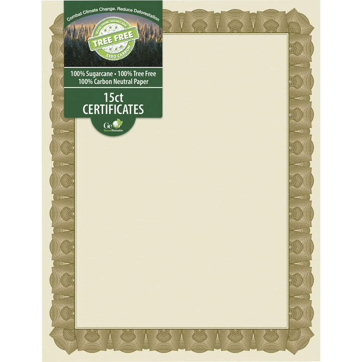 Image of Geographics® Tree Free Award Certificates, 8.5 x 11, Natural with Gold Braided Border, 15/Pack